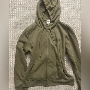 Victoria Secret Pink olive green fleece zip up
